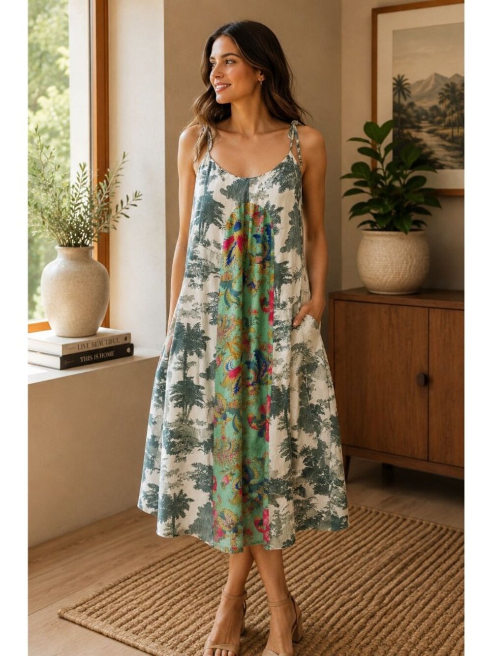 Anthropologie Maeve Santee Swing Sundress Floral Print Size Small